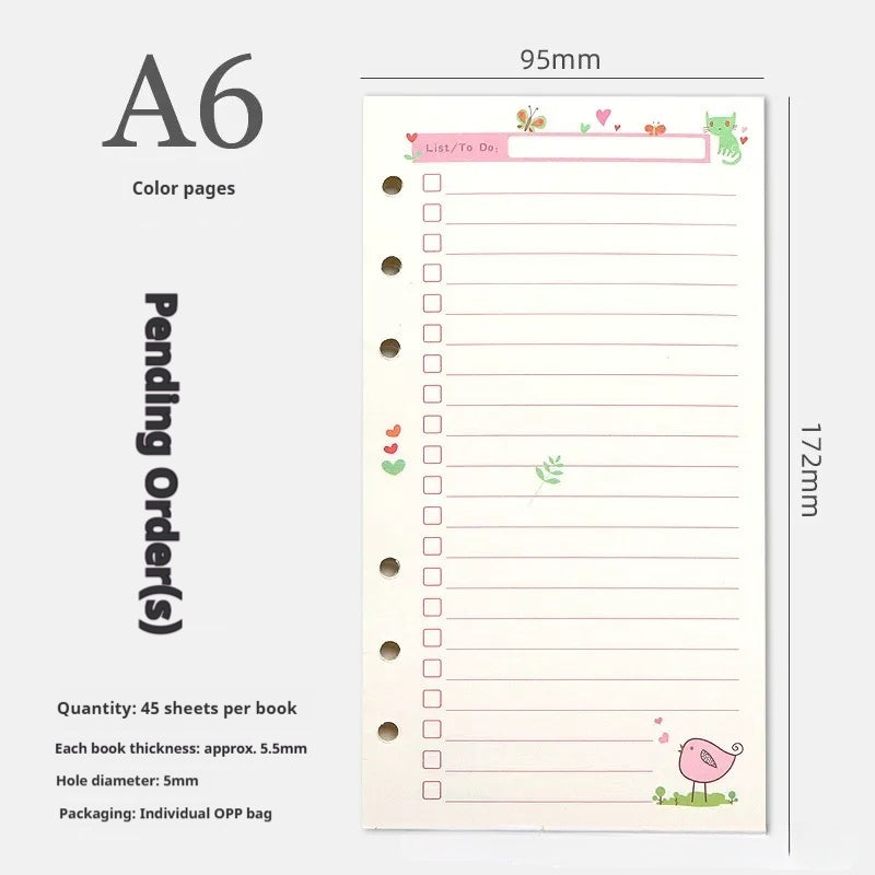 A5 A6 Planner Insert Color