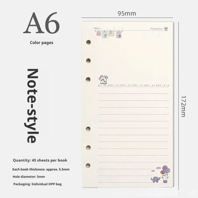 A5 A6 Planner Insert Color