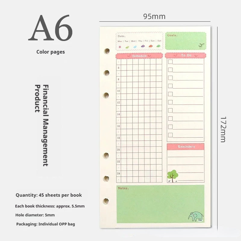 A5 A6 Planner Insert Color