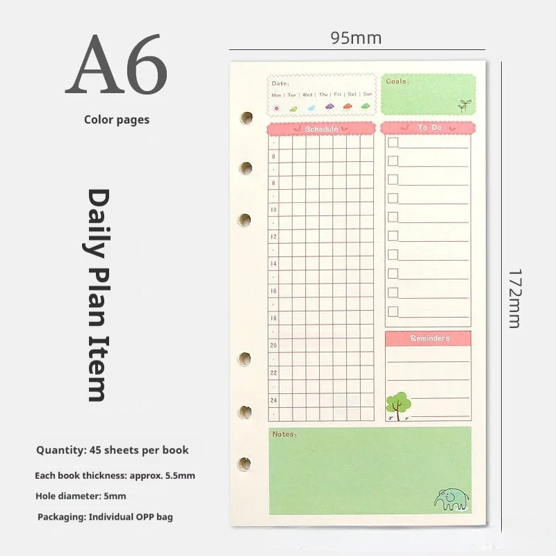 A5 A6 Planner Insert Color