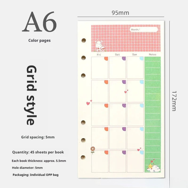 A5 A6 Planner Insert Color