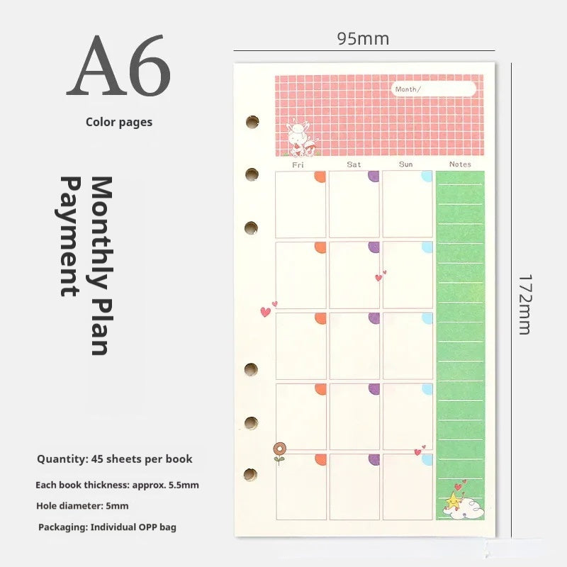 A5 A6 Planner Insert Color