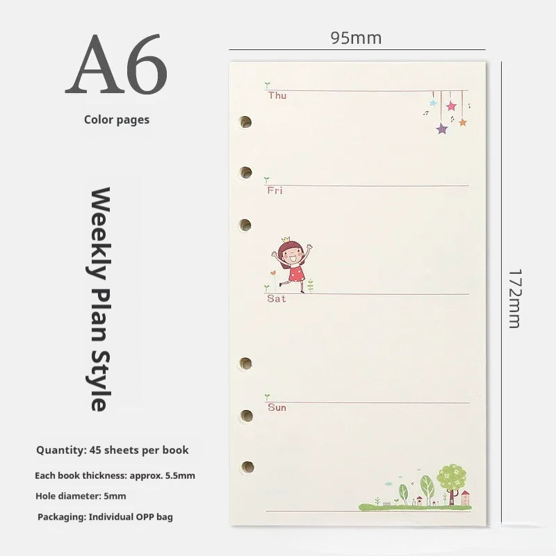 A5 A6 Planner Insert Color
