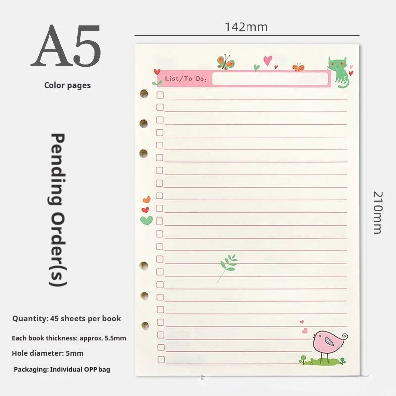 A5 A6 Planner Insert Color