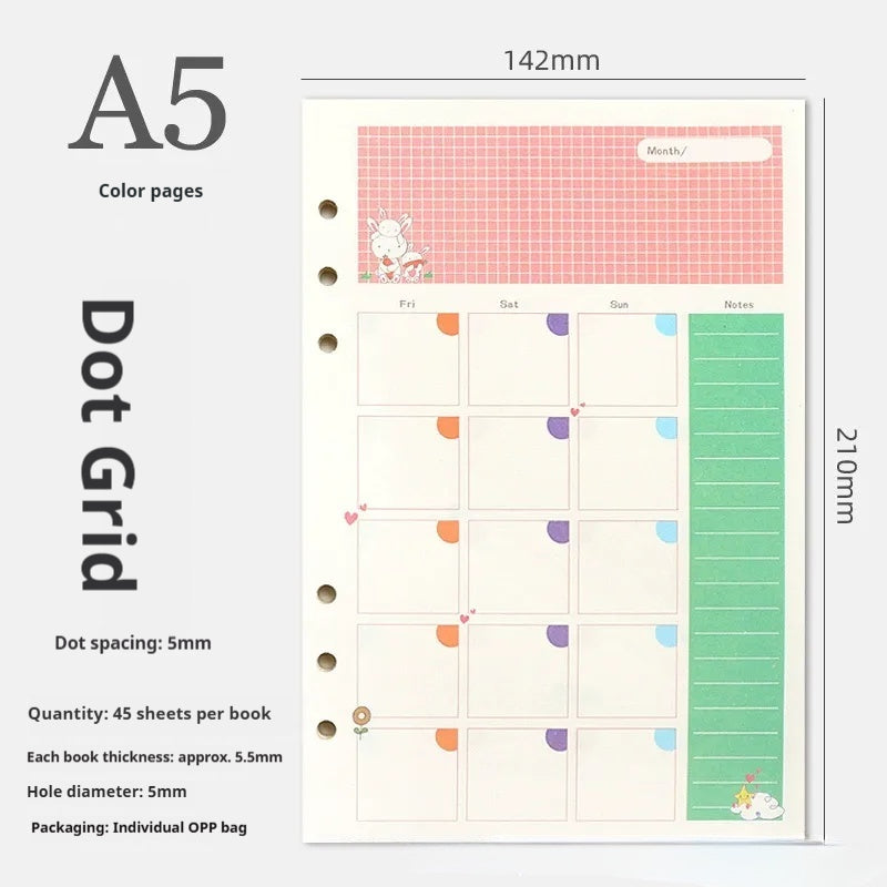 A5 A6 Planner Insert Color