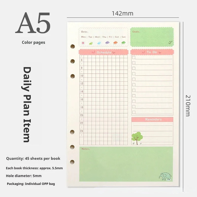 A5 A6 Planner Insert Color
