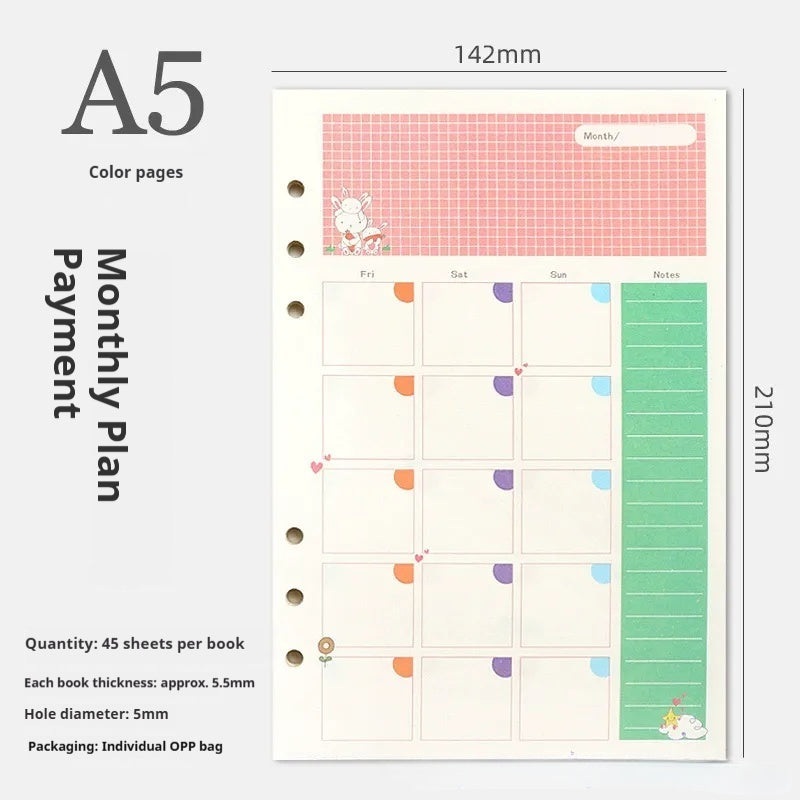 A5 A6 Planner Insert Color
